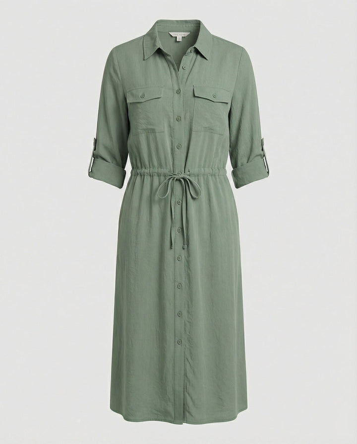 Damen Hemdblusenkleid mit Kordelzug