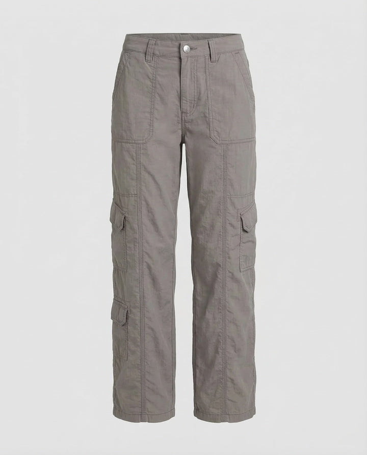 Damen Tief sitzende Cargohose Ziernähte