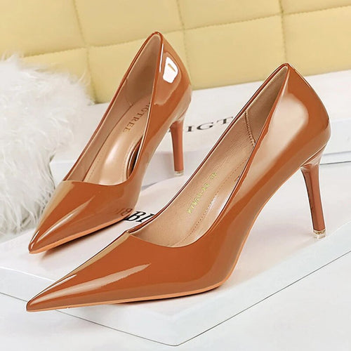 Drune | Damen High Heels Atembrecher Lackleder