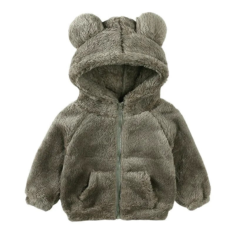 Drune Comfort Modische Bären-Kinderjacke aus dickem Samt