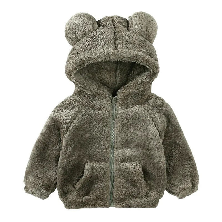 Drune Comfort Modische Bären-Kinderjacke aus dickem Samt