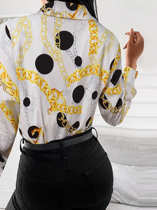 Drune | Schicke Damenbluse mit Goldenen Details