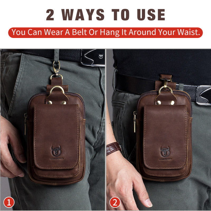 Drune | Hochwertige Leder 7 Zoll Telefon Geschenk Gürtel Tasche