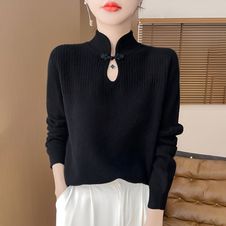 Drune | Eleganter Merino-Wollpullover im chinesischen Stil