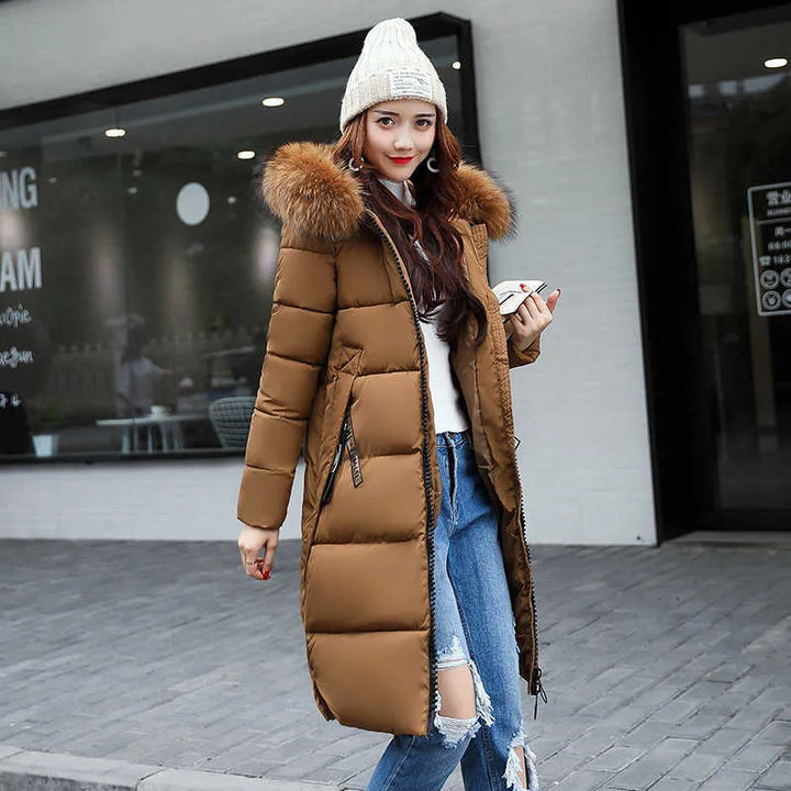 Drune | Lange Jacke mit Pelzkragen