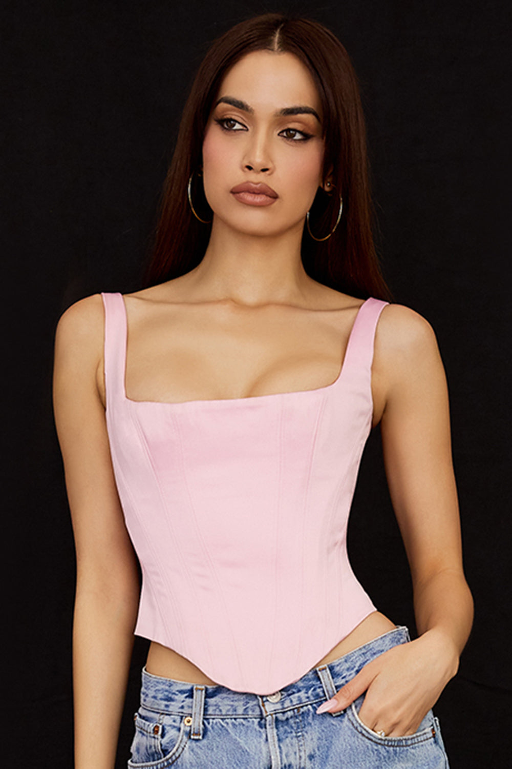 Drune | Fairy Pink Satin Longline Korsett