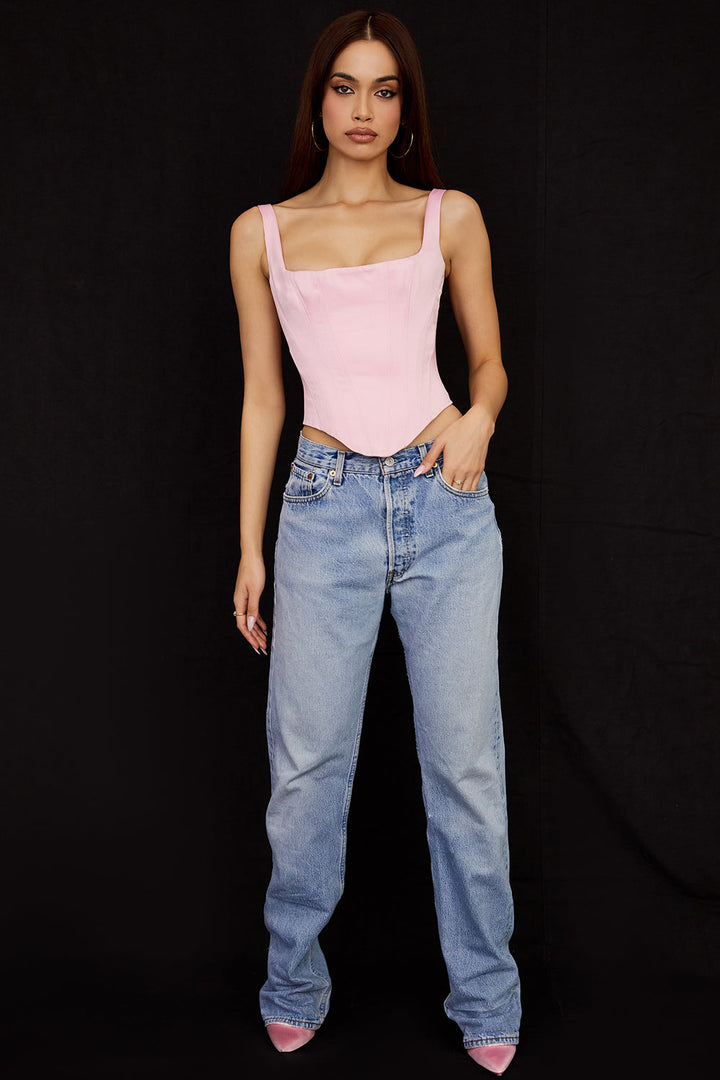 Drune | Fairy Pink Satin Longline Korsett
