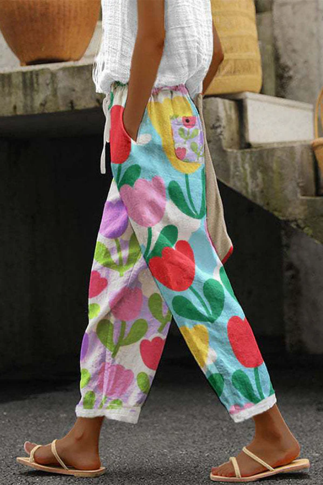 Drune | Lässig Unique Printed Button Pocket Pants