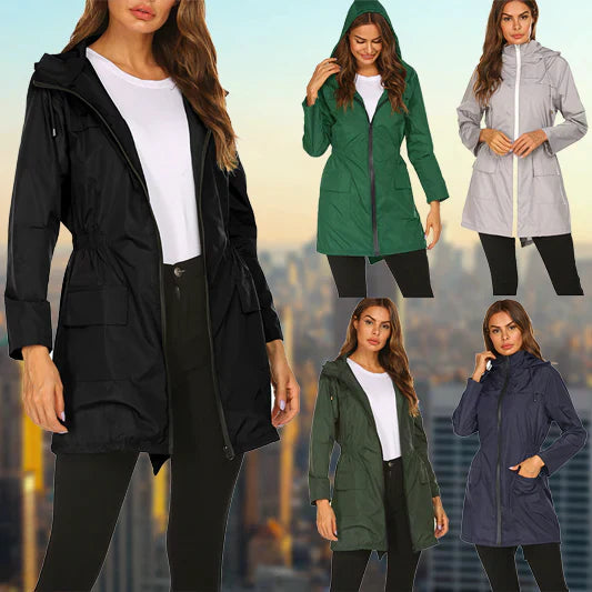 Drune | Damen Wasserfester Outdoor Regenmantel - Mit Kapuze