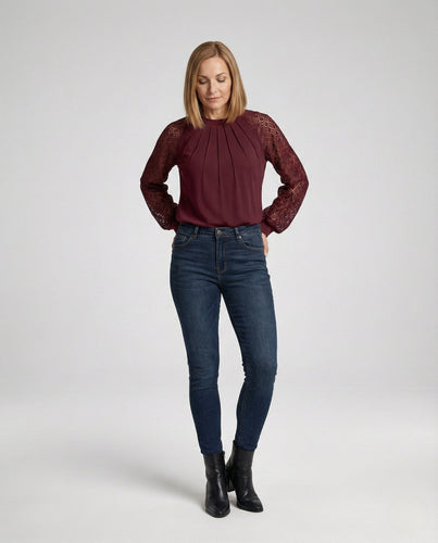 Damen Bluse Spitze elegant