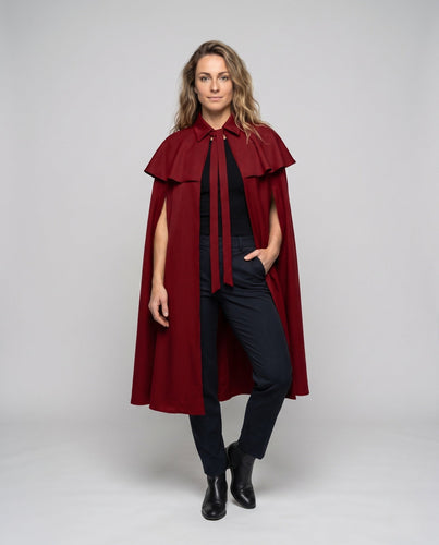 Damen elegante Kapuzencape mit schwingenden Ärmeln und Taillenauschnitten Drune