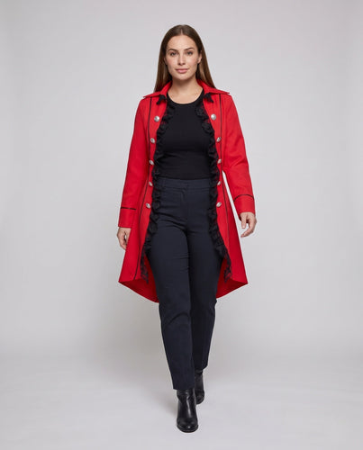 Damen historischer Frackmantel mit elegantem Spitzenbesatz Drune