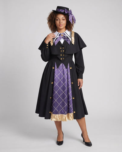 Damen Kostümkleid mit historisch inspirierten Elementen und eleganten Accessoires Drune