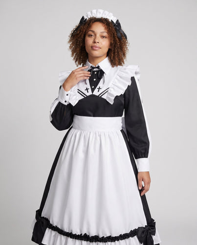 Damen Kostümkleid mit Rüschendetails und eleganten Accessoires Drune