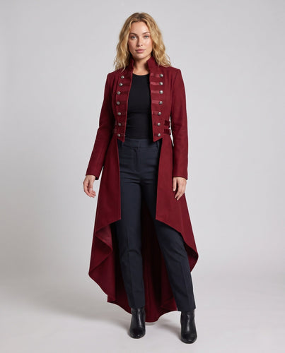 Damen Steppmantel mit asymmetrischem Saum und dekorativer Knopfleiste Drune
