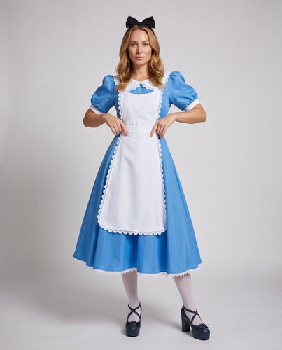 Damenkostüm im Alice im Wunderland-Stil mit Rüschen und Schürze Drune