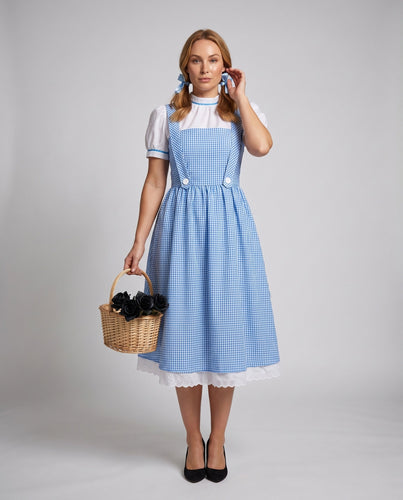 Damen Landhauskleid mit Rüschen und charakteristischen Trägern Drune