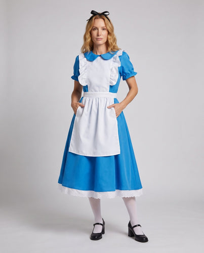 Damen Märchenhaftes Alice-Kostüm mit großzügigem Rock und Rüschendetails Drune