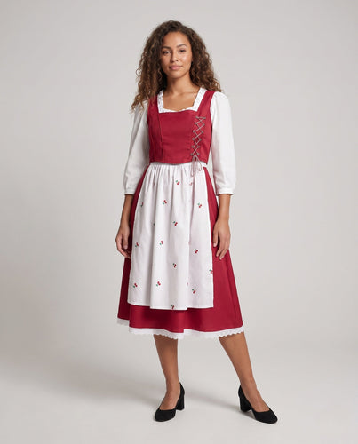 Damen Festliches Dirndlkleid mit zarter Schürze und Verspielten Rüschen Drune