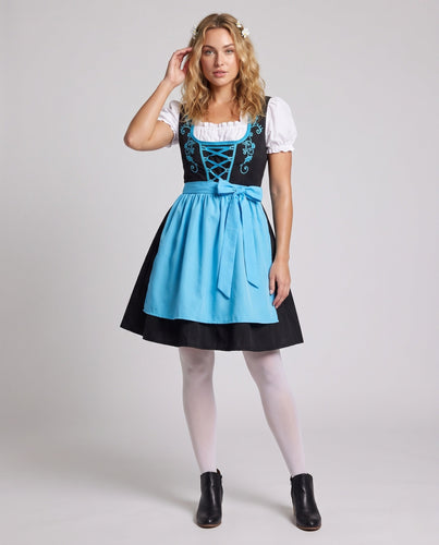 Damen Trachtenkleid mit floralem Design und Rüschendetails Drune