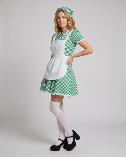 Damen traditionelles Trachtenkleid mit Schürze und romantischen Rüschen Drune