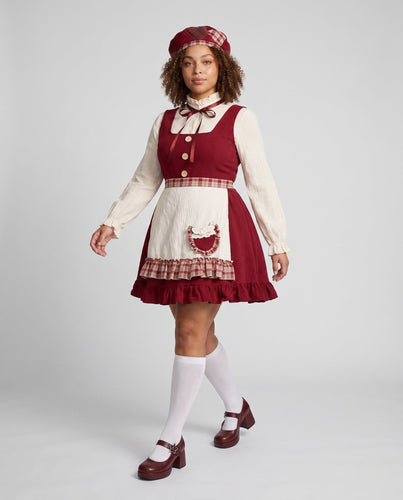 Damen Vintage Kleid mit Rüschendetails Drune