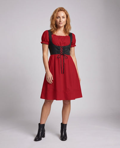 Damen festliches Dirndlkleid mit süßem Rüschenschnitt und praktischer Schnürung Drune