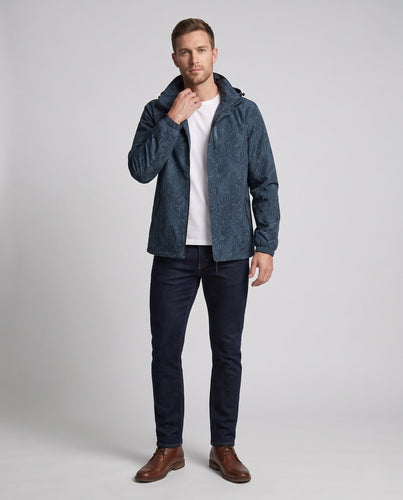 Herren Leichte Hoodie Jacke mit Subtilem Blattdruck und Winddichter Softshell-Außenlage drune