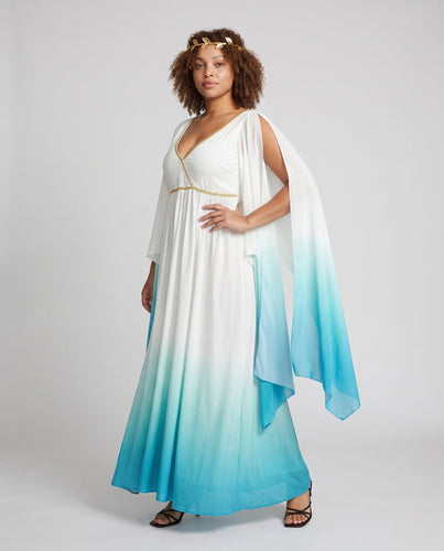 Damen Fließendes Maxi-Kleid mit weiten Ärmeln und Ombre-Effekt Drune