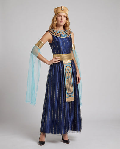 Damen Ägyptisches Königinnenkostüm mit eleganten Ornamenten und schimmerndem Tüll Drune