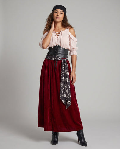 Damen Piratinnenkostüm mit eleganter Taillierung und fließendem Rock Drune