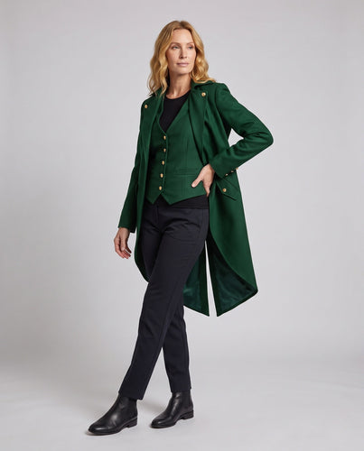 Damen eleganter Frack mit aufwendigen Knöpfen und umgeschlagenem Kragen Drune