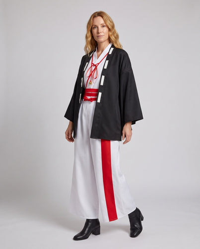 Damen traditionelles Cosplay-Kostüm mit weitem Kragen und ausgestellten Ärmeln Drune