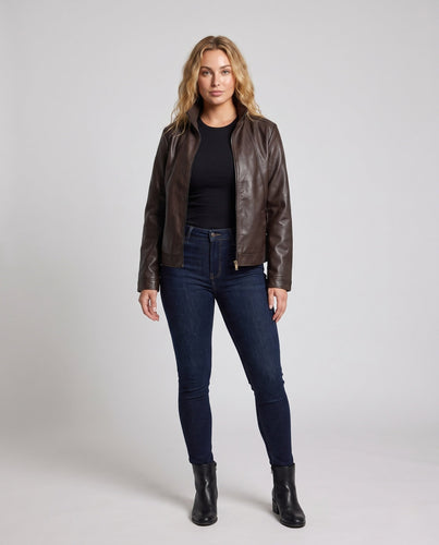 Damen Modische Kunstlederjacke Drune