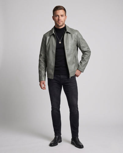 Herren Modische Kunstlederjacke mit modernen Details Drune