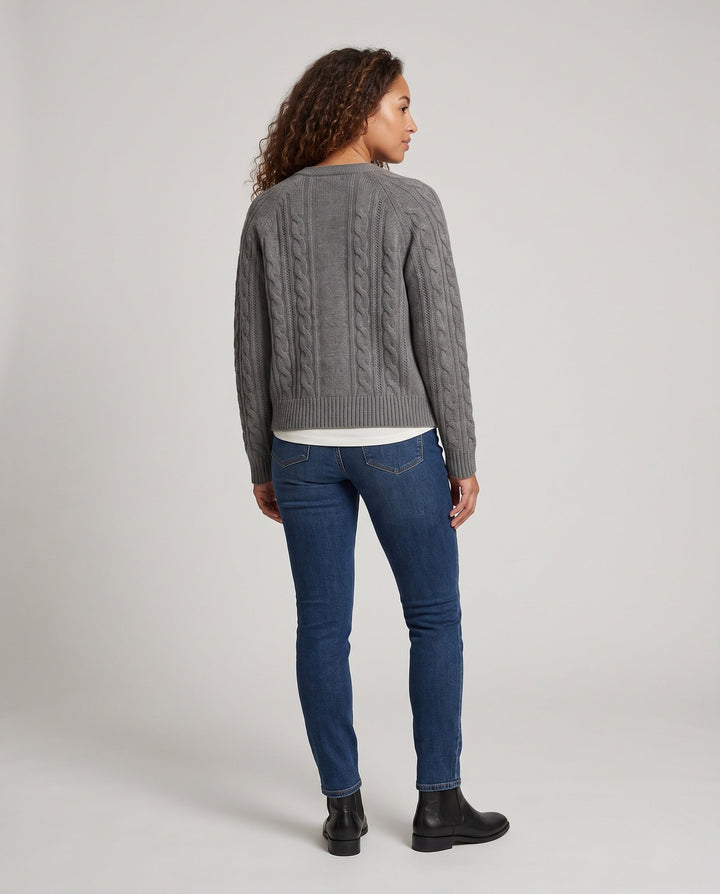Damen Boxy-Zopfstrick-Cardigan mit Raglanärmeln und angoraähnlicher Haptik Drune