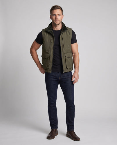 Herren Multifunktionale Outdoor-Weste mit hohem Kragen, Reißverschluss und Mehrfach-Taschen Drune