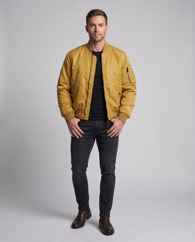 Herren Nylon-Bomberjacke im Aviator-Style mit gesteppter Thermo-Innenlage und Ärmel-Utilitytasche Drune