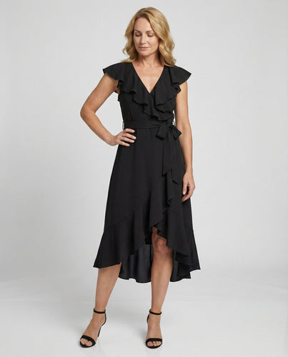 Damen Wickelkleid elegant mit Volants