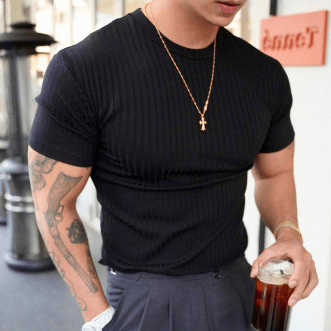 Drune | T-Shirt Herren Flex Fit Baumwoll T-Shirt Für Lässige Outfits & Sportlich