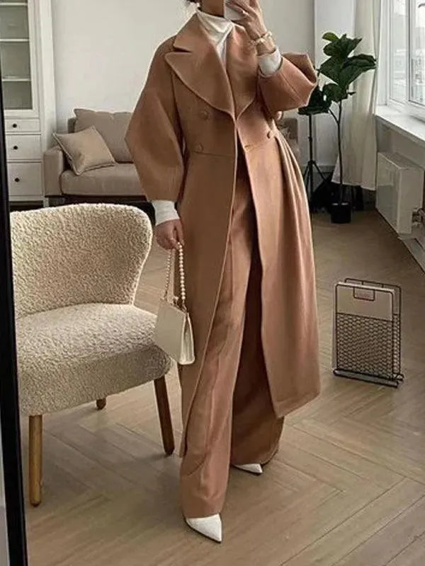Drune | Retro Court Style Wollübermantel mit Laternenärmeln