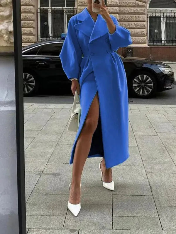 Drune | Retro Court Style Wollübermantel mit Laternenärmeln