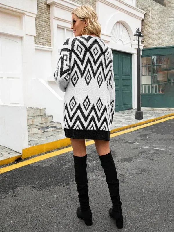 Drune | Diamond mittel Länge Strickjacke Pullover