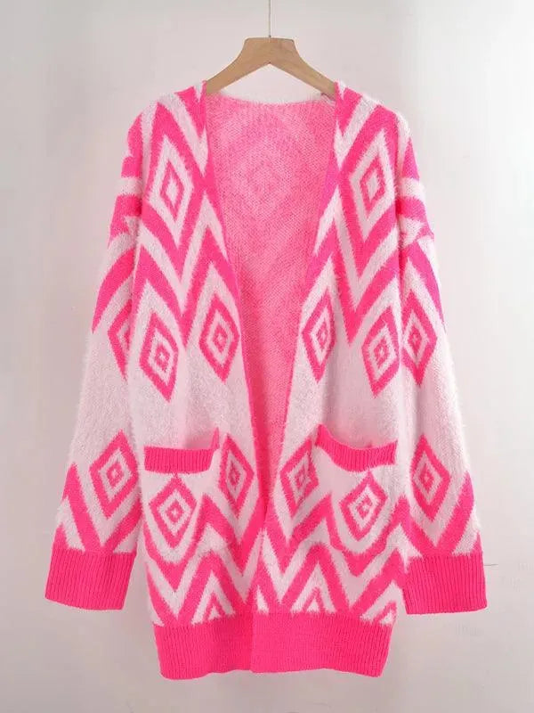 Drune | Diamond mittel Länge Strickjacke Pullover