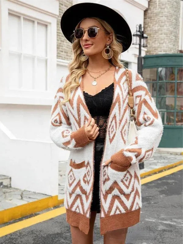 Drune | Diamond mittel Länge Strickjacke Pullover