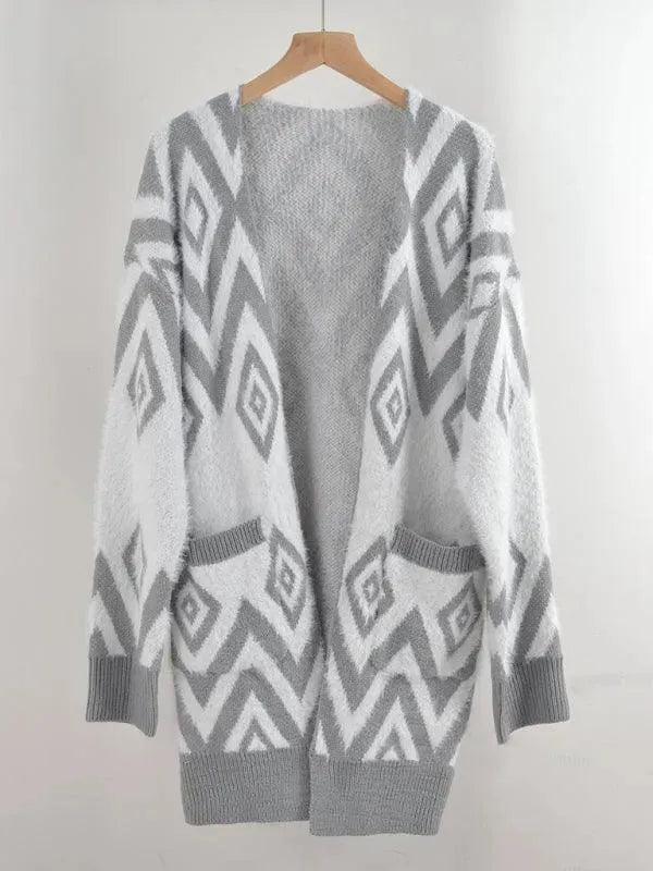 Drune | Diamond mittel Länge Strickjacke Pullover
