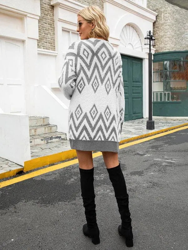 Drune | Diamond mittel Länge Strickjacke Pullover