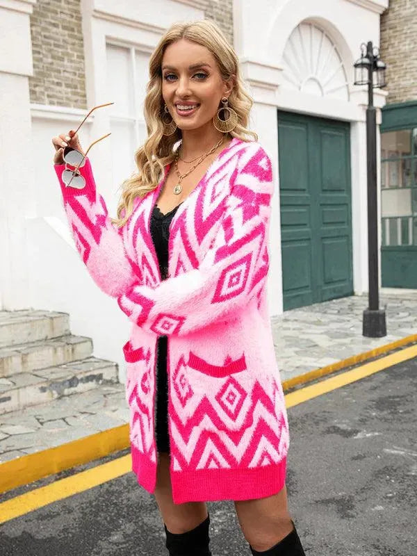 Drune | Diamond mittel Länge Strickjacke Pullover
