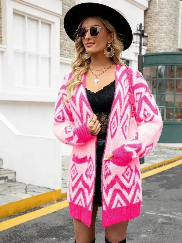 Drune | Diamond mittel Länge Strickjacke Pullover