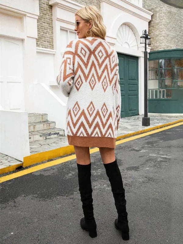 Drune | Diamond mittel Länge Strickjacke Pullover